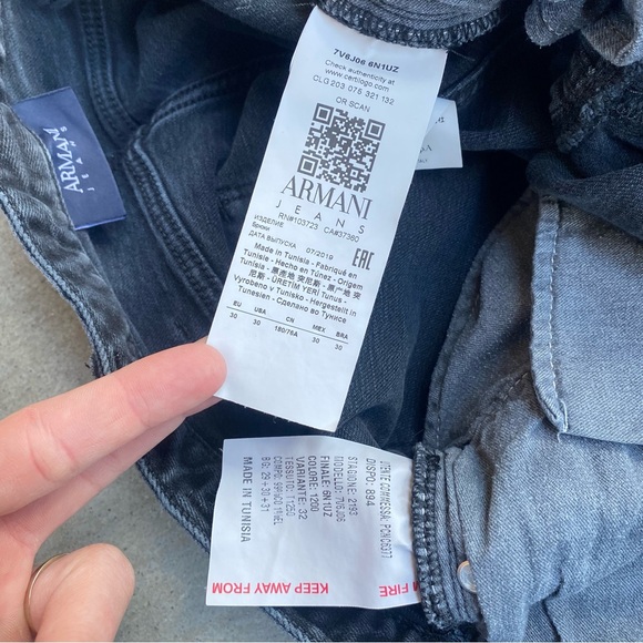 Armani Jeans Men's Faded Black / Dark Gray Slim Fit Jeans Size 30 x 32 - Picture 9 of 12